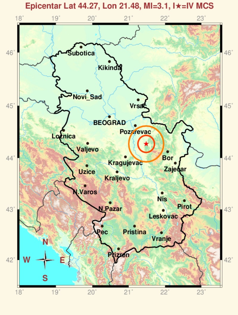 Read more about the article Земљотрес јачине 3,1 јединица Рихтерове скале у Петровцу на Млави