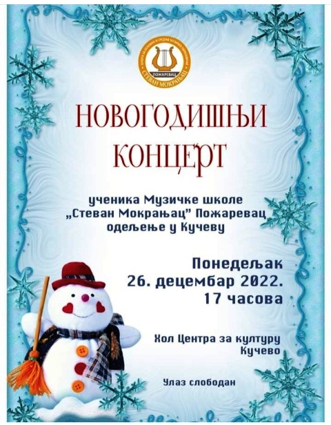 Новогодишњи концерт ученика Музичке школе „Стеван Мокрањац“ одељење у Кучеву