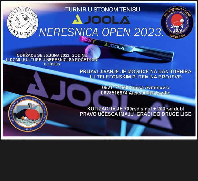 Read more about the article Neresnica open 2023.  – Dom kulture u Neresnici, nedelja 25. jun