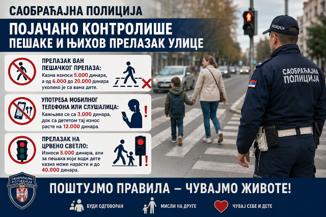 Read more about the article До краја маја појачана контрола пешака: Непажња и прекршаји воде право под точкове